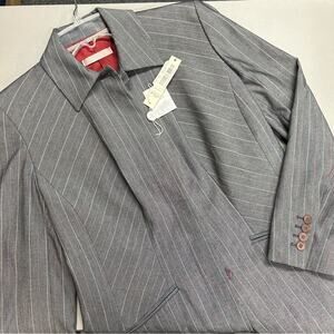 Nicola Blazer Made in Italy Suit Jacket Sports Coat Gray Pinstripe Red Lined NWT